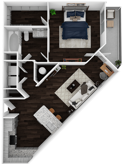A3C - 815sf Floor Plan at Artesia Big Creek, Alpharetta, 30005